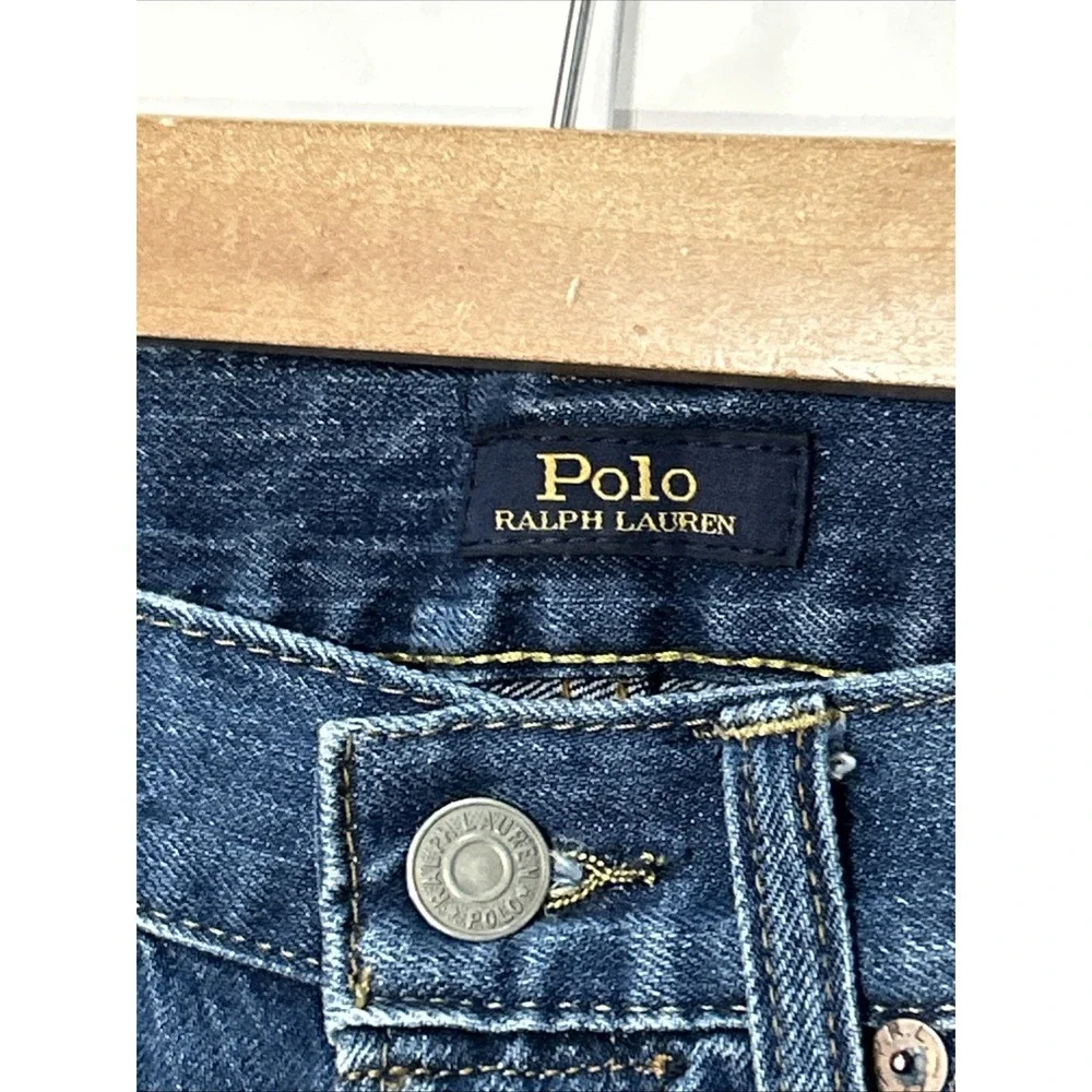 Mens Polo Ralph Lauren Classic Fit Jean Shorts Jorts Blue Denim Frayed Hem Sz 29